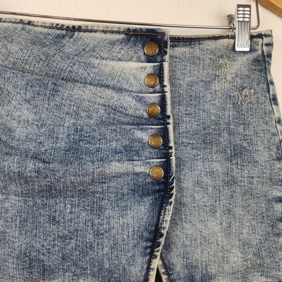 Retrofete Willa Low Rise Skirt in Light Rip Tide Blue Denim Size Small NWT - Picture 4 of 9